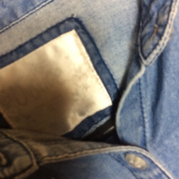 Justice blue chambray long sleeve button down shirt Embellished Size 12. - Picture 5 of 7